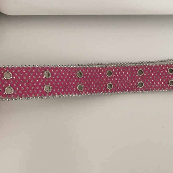 Pink glittery bedazzled grommet belt; lightly used - Picture 2 of 3